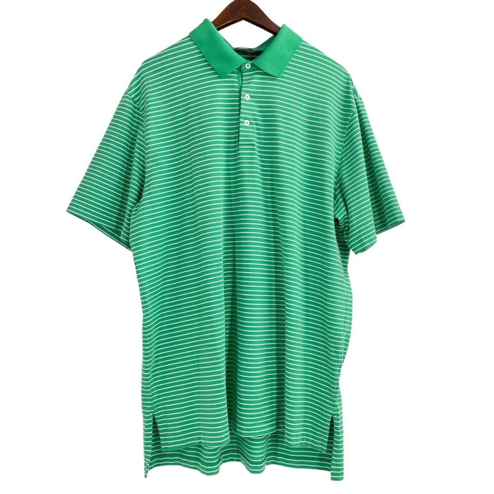 Polo Ralph Lauren Golf Performance Pima Cotton Green Striped Polo Shirt Mens XL
